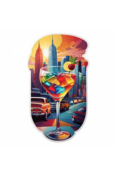 INOVATIX Set de 8 autocolante pentru pahar de cocktail Manhattan Sunset, INOV...