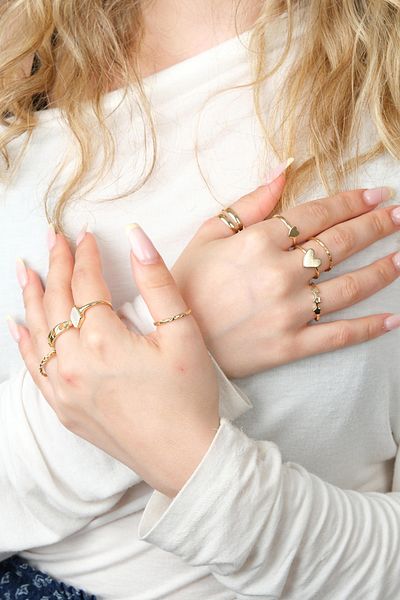 Jack Ferrero Gold Women's Ring Set Color-Resistant
