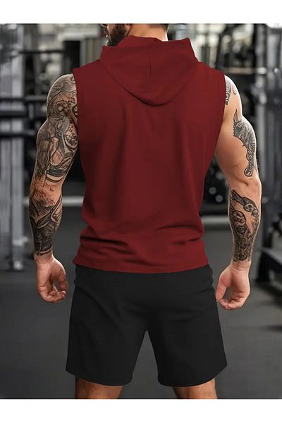 ACTIVE MODA -Men's Gym Sports Singlet-Shorts 2-Piece Set Cotton Printed