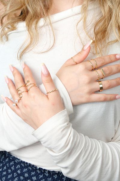 Jack Ferrero Gold Women's Ring Set Color-Resistant