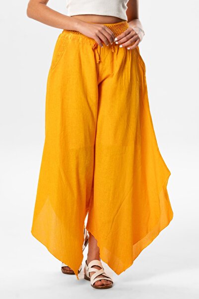 Eliş Şile Bezi Güzide Şile Diaper Elastic Symmetrical Leg Summer Baggy Yellow Yellow