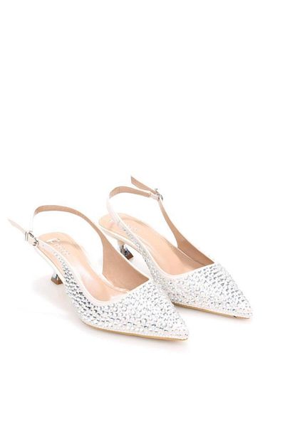 PİSAGOR Pisagor Ps-31990 4.5 cm Heeled Women's Stone Open Back Stiletto Evening Dress Shoes
