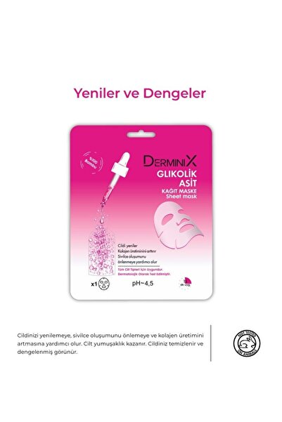 Derminix DERMİNİX GLİKOLİK ASİT KAĞIT MASKE 5 ADET