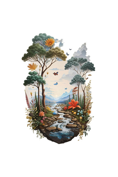 INOVATIX Set de 8 bucăți, autocolant peisaj râu, INOVATIX®. 6 cm