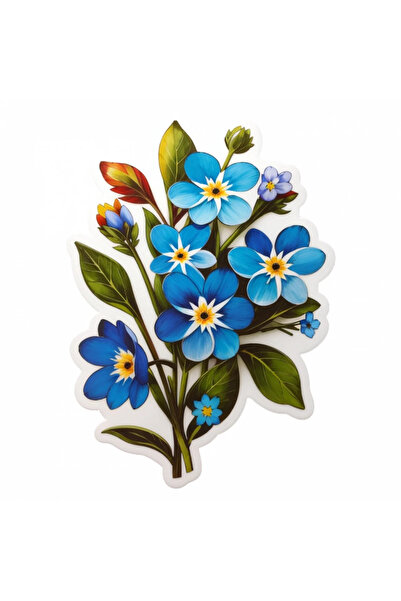 INOVATIX Set of 8, Forget-me-not Flowers with Buds Sticker, INOVATIX®. 6 cm