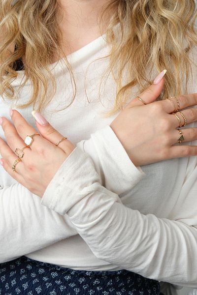 Jack Ferrero Gold Women's Ring Set Color-Resistant