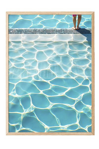 Postifull Wooden Framed Painting, Swimming Pool, Photo, Blue Color Poster, 2025 Summer Selection, No:109726