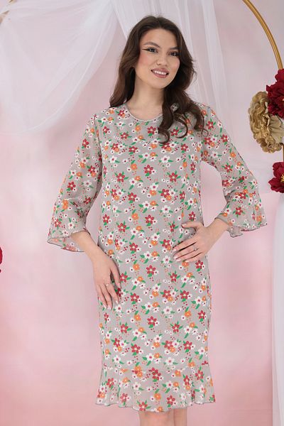 Vanessa Line RO Gray veil dress with white and red flowers