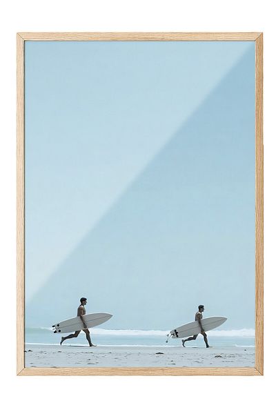 Postifull Wooden Framed Poster, Let's Surf, Photo, Blue Color Poster, 2025 Summer Selection, No:109654