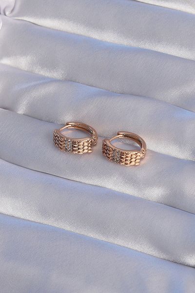 Toptan Bulurum Xuping Rose Color Zircon Jewelled Embroidered Hoop Earrings