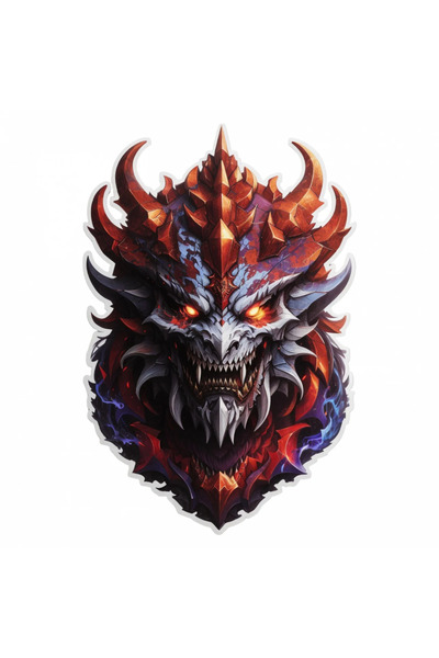 INOVATIX Set de 8 piese, autocolant Mască Demonică Astaroth, INOVATIX®. 6 cm