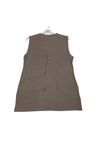 ECE GİYİM Women's Three Button Front Jacquard Pocket Short Vest