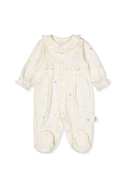 Bebetto Organic Interlock Booties Jumpsuit (Organic Colorful Birds) T3824
