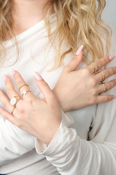 Jack Ferrero Gold Women's Ring Set Color-Resistant