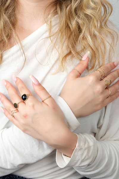 Jack Ferrero Gold Women's Ring Set Color-Resistant