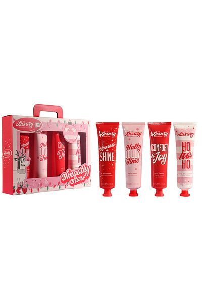 The Luxury Bathing Company Smoothy Stars Gift Set, Candy Canes, Cocoa & Vanilla Swirl, The Luxury Bathing Company, 4 items