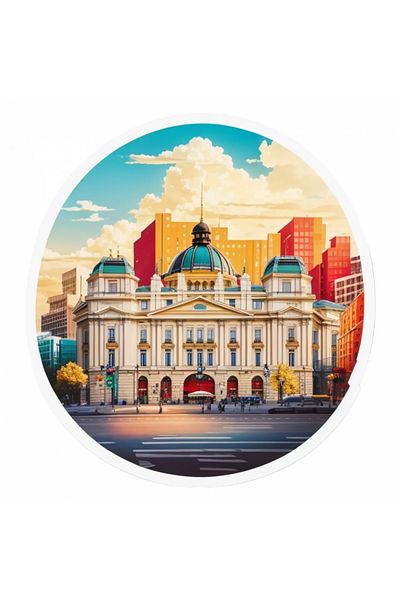INOVATIX Set de 8 piese, autocolant Palatul Regal al orașului București, INOVATIX®. 6 cm