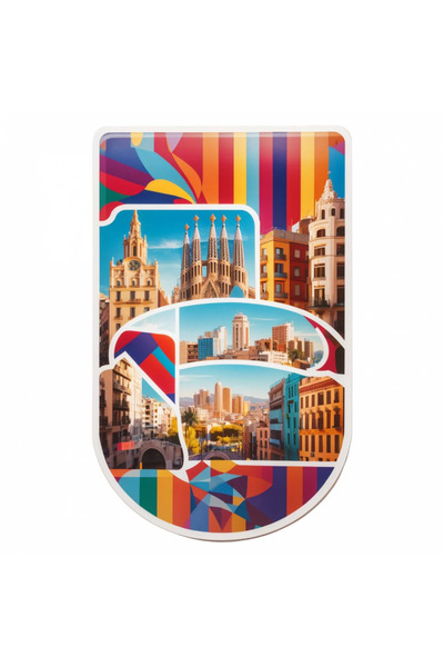 INOVATIX Set de 8 bucăți, autocolant medalion oraș Barcelona, ​​INOVATIX®. 6 cm