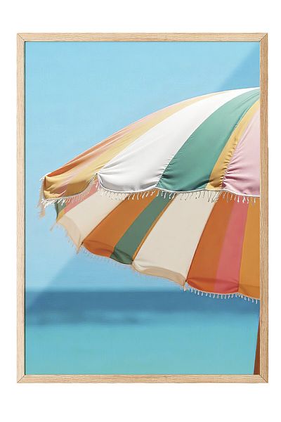Postifull Wooden Framed Poster, Umbrella, Photo, Colorful Color Poster, Summer Selection 2025, No:109611