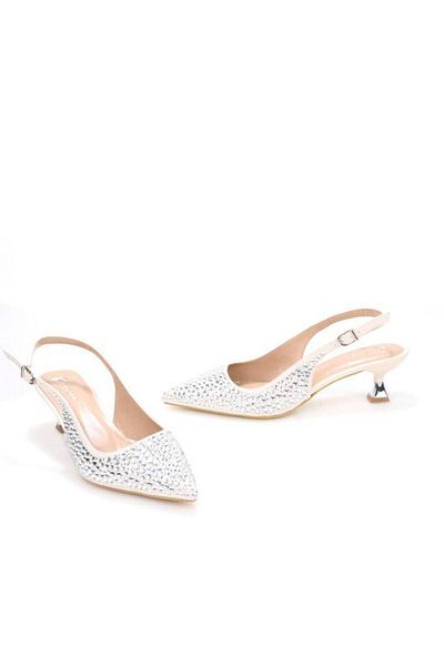 PİSAGOR Pisagor Ps-31990 4.5 cm Heeled Women's Stone Open Back Stiletto Evening Dress Shoes