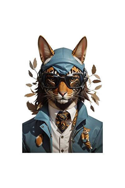 INOVATIX Set de 8 piese, autocolant Panteră în costum cu ochelari de soare, INOVATIX®. 6 cm