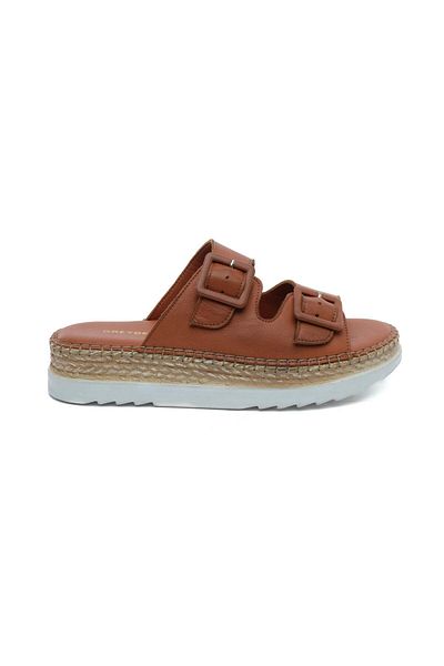 Greyder 50757 Women's Tan Genuine Leather Slippers