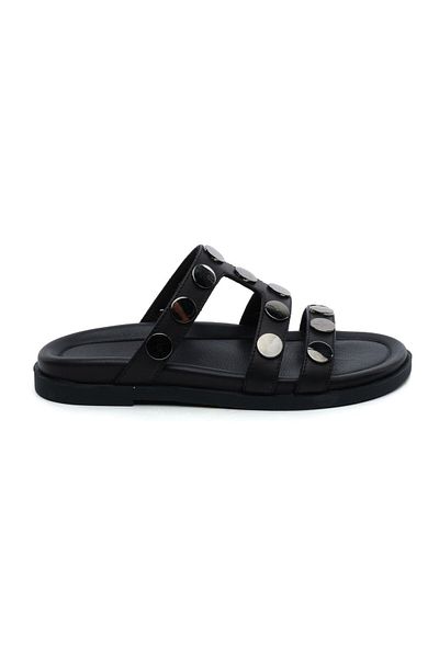 Greyder 34512 Black Genuine Leather Women's Slippers