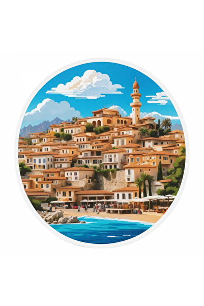 INOVATIX Set de 8 piese, autocolant Antalya City Litoral, INOVATIX®. 6 cm