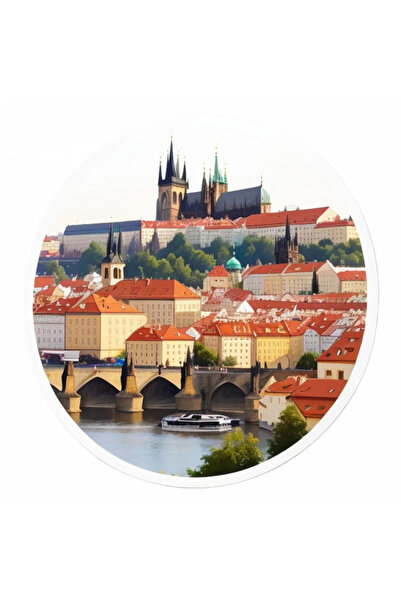 INOVATIX Set de 8 piese, autocolant podul orașului Praga, INOVATIX®. 6 cm