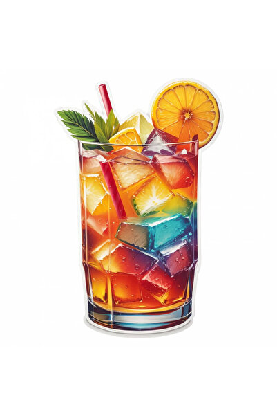 INOVATIX Σετ 8 τεμαχίων, Αυτοκόλλητο ποτήρι κοκτέιλ Mai Tai με μέντα, INOVATI...