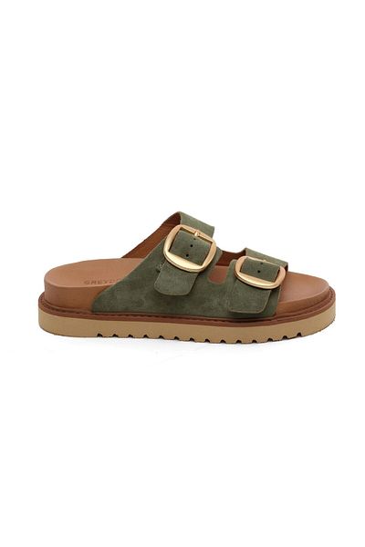 Greyder 59054 Green Suede Genuine Leather Women's Slippers