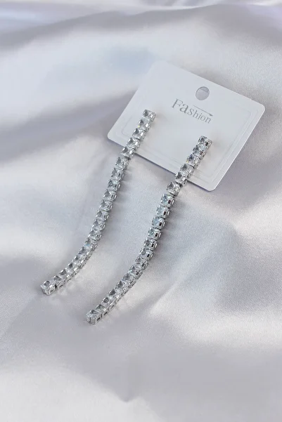 Toptan Bulurum Silver Color Zircon Stone Women's Earrings