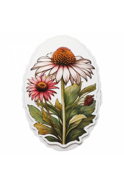 INOVATIX Set of 8 pieces, Echinacea Flowers Sticker, INOVATIX®. 6 cm