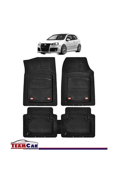 TEAMCAR Covorase Auto Compatibile Volkswagen Golf 5 ® Negru Tip Tavă, Set Fata-spate