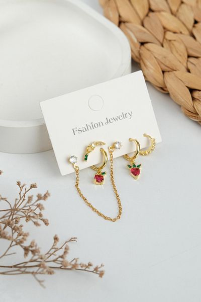 Jack Ferrero Gold Women's Steel 6-Piece Earring Set