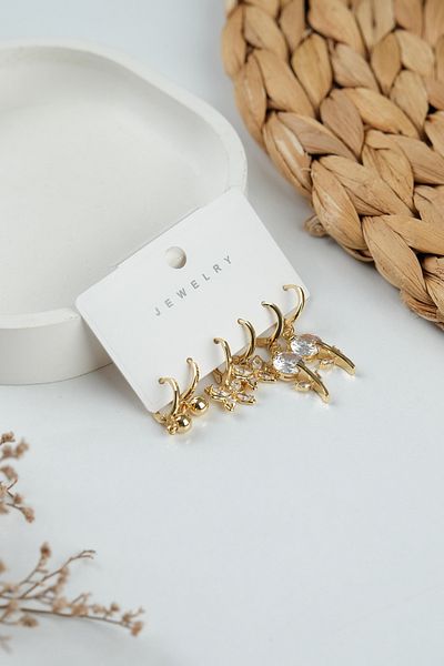 Jack Ferrero Gold Women's Steel 6-Piece Earring Set
