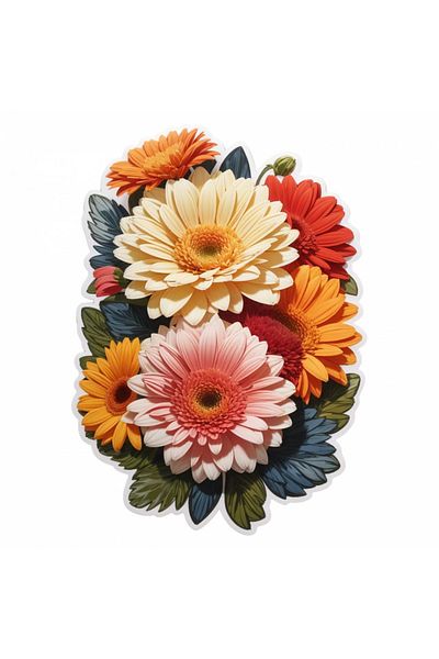 INOVATIX Set of 8 pieces, Sticker Gerbera Flowers, INOVATIX®. 6 cm