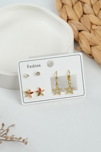 Jack Ferrero Gold Women's Steel 6-Piece Earring Set