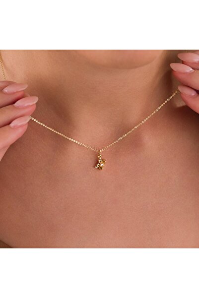 HOBİSY GIFT SHOP Minimal Yengeç Figürlü Zirkon Taşlı Altın Kaplama Kadın Kolye