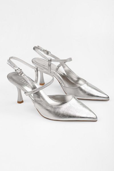 Shoeberry Women's Nella Silver Shiny Stiletto