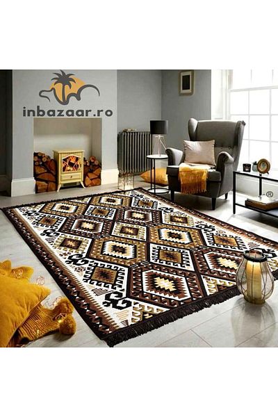OEM Traditional rustic rug, 2 sides, 60x90 cm, Brown