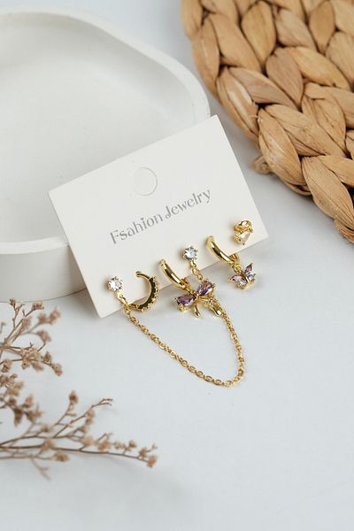 Jack Ferrero Gold Women's Steel 6-Piece Earring Set