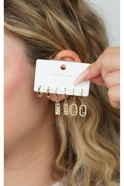 Jack Ferrero Gold Women's Steel 6-Piece Earring Set