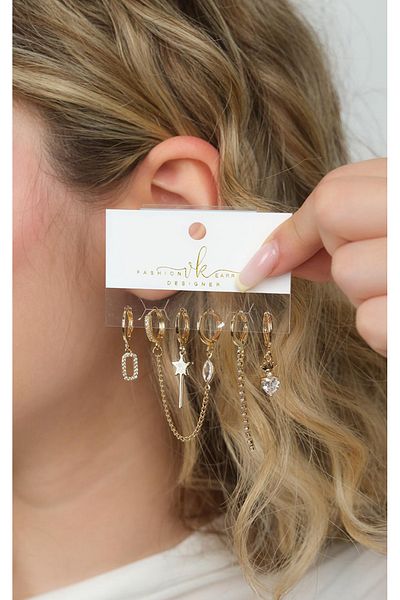 Jack Ferrero Gold Women's Steel 6-Piece Earring Set