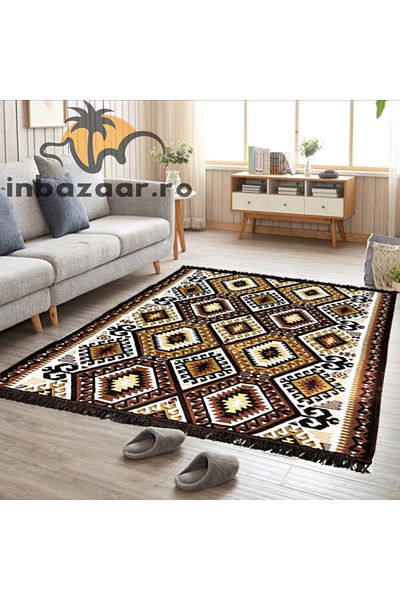 OEM Traditional rustic rug, 2 sides, 60x90 cm, Brown