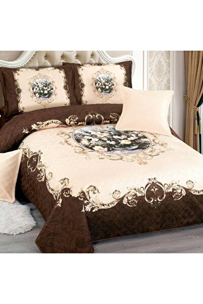 OEM Cuvertură catifea matlasată, cu model, 5 piese, pat 2 persoane, 230x250 c...