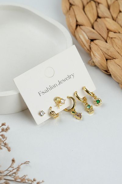 Jack Ferrero Gold Women's Steel 6-Piece Earring Set
