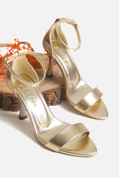 MARSEDO Nelly Women's Stiletto Pointed Toe Strap Daily Heeled Shoes Gold