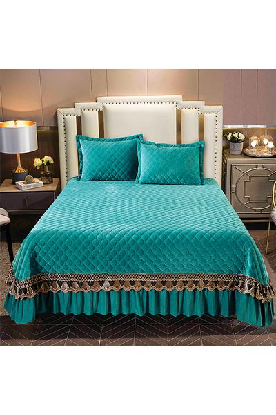 OEM Quilted velvet blanket, with embroidery, 3 pieces, plain, 220X240 cm CC70