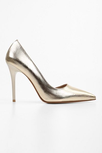 Shoeberry Women's Massy Gold Shiny Stiletto